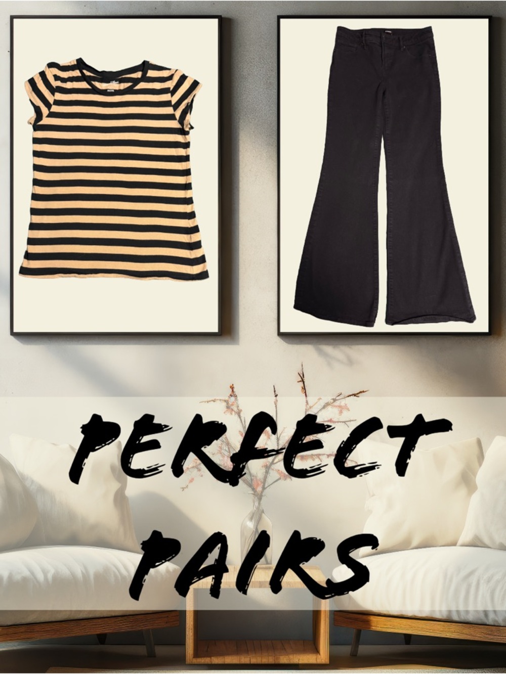 Bundle: Striped Tee and Black Express Flares